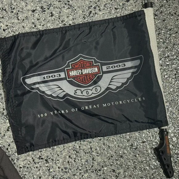 Harley-Davidson 100th Anniversary Motorcycle Flag w/ Mount (2003 Collectible) - Picture 1 of 1